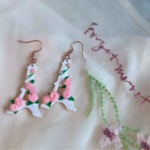 Handmade French Eiffel Tower Valentine’s Day Earrings - Emily in Paris Inspired